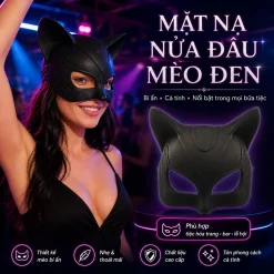 Mở hộp phụ kiện mặt nạ mèo đen che nửa mặt